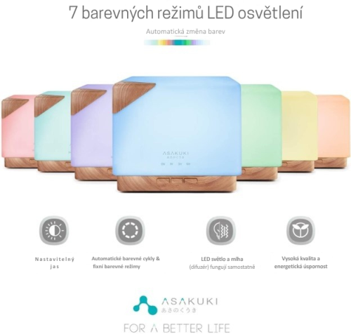 Aroma difuzér ASAKUKI velkokapacitní - bílé dřevo 700 ml