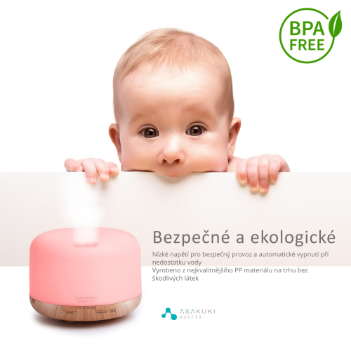 Aroma difuzér ASAKUKI - světlé dřevo 500 ml s dálkovým ovládáním