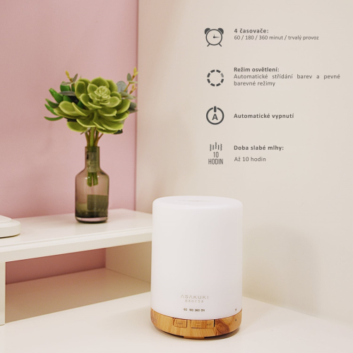 Aroma difuzér ASAKUKI - světlé dřevo 300 ml
