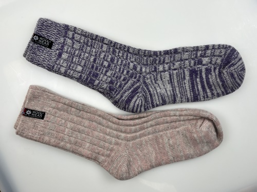 Teplé vlněné ponožky z 80% vlny - dárkové balení 2ks, fialová a růžová