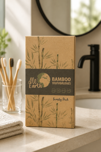 Bambusový zubní kartáček (balení 4 ks) – Bílá, středně měkký