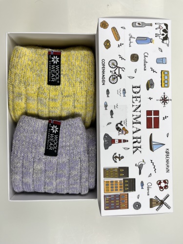 Teplé vlnené ponožky z 70% vlny - darčekové balenie 2ks 37/41, fialová a žltá