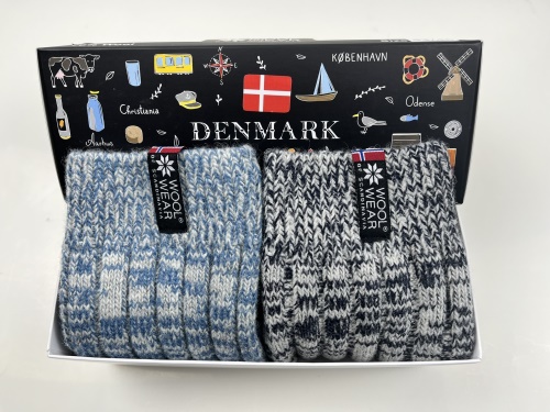 Teplé vlnené ponožky z 70% vlny - darčekové balenie 2ks 43/46, šedá a modrá