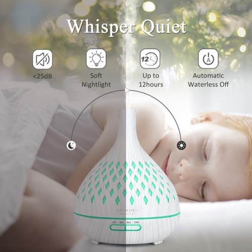 Aroma difuzér ASAKUKI váza, biele drevo 400 ml