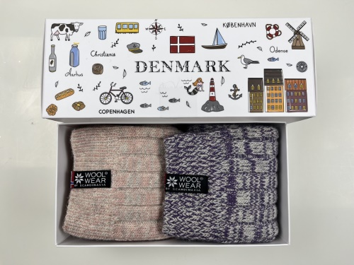 Teplé vlněné ponožky z 80% vlny - dárkové balení 2ks, fialová a růžová