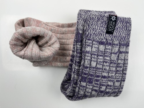Teplé vlněné ponožky z 80% vlny - dárkové balení 2ks, fialová a růžová