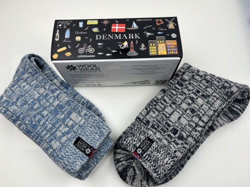 Teplé vlnené ponožky z 70% vlny - darčekové balenie 2ks 43/46, šedá a modrá