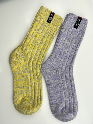 Teplé vlnené ponožky z 70% vlny - darčekové balenie 2ks 37/41, fialová a žltá