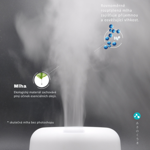 Aroma difuzér ASAKUKI - světlé dřevo 500 ml s dálkovým ovládáním