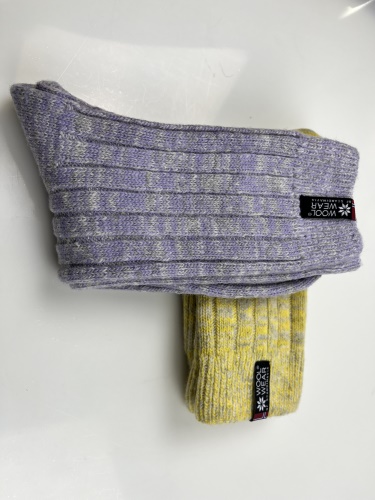 Teplé vlnené ponožky z 70% vlny - darčekové balenie 2ks 37/41, fialová a žltá