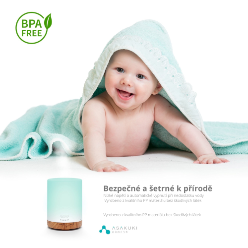 Aroma difuzér ASAKUKI - světlé dřevo 300 ml