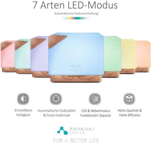 Aroma difuzér ASAKUKI valkokapacitní, bílé dřevo 700 ml