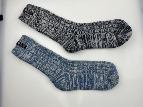 Teplé vlnené ponožky z 70% vlny - darčekové balenie 2ks 43/46, šedá a modrá