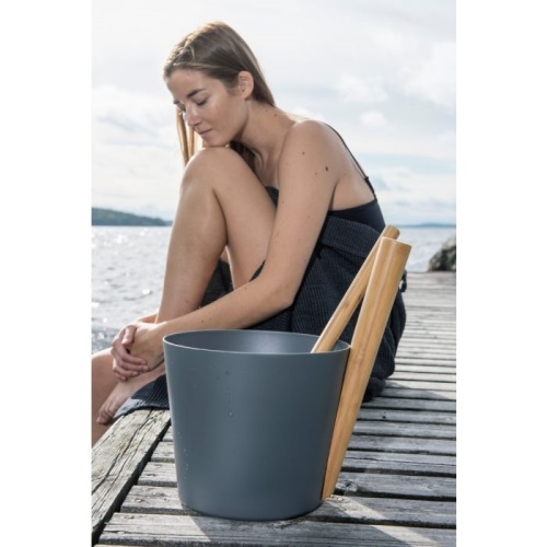Saunové vědro šedé s rukojetí Rento, 5L
